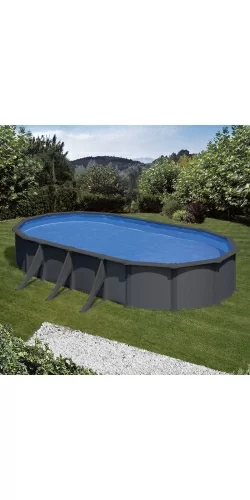 Piscine acier Gre aspect gris anthracite Juni ovale