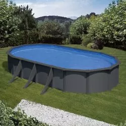 Piscine acier Gre aspect gris anthracite Juni ovale