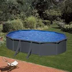 Piscine acier Gre aspect gris anthracite Juni ovale