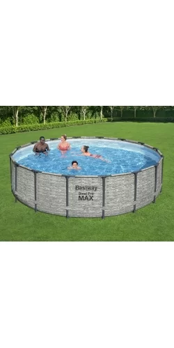 Piscine tubulaire Bestway Ronde Steel Pro Max Decor Pierre 4,88 x h1,22m