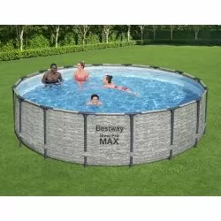 Piscine tubulaire Bestway Ronde Steel Pro Max Decor Pierre 4,88 x h1,22m