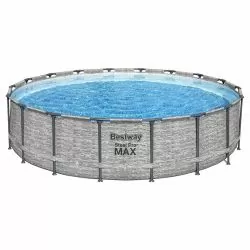 Piscine tubulaire Bestway Ronde Steel Pro Max Decor Pierre 5,49 x h1,22m