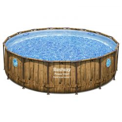 Piscine Bestway Ronde Power Steel Swim Vista décor bois 4,88 x h1,22m