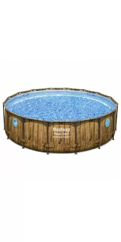 Piscine Bestway Ronde Power Steel Swim Vista décor bois 4,88 x h1,22m