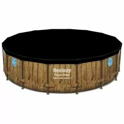 Piscine Bestway Ronde Power Steel Swim Vista décor bois 4,88 x h1,22m