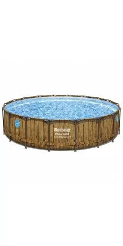Piscine Bestway Ronde Power Steel Swim Vista décor bois 5,49 x h1,22m