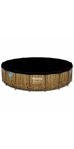 Piscine Bestway Ronde Power Steel Swim Vista décor bois 5,49 x h1,22m