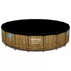 Piscine Bestway Ronde Power Steel Swim Vista décor bois 5,49 x h1,22m