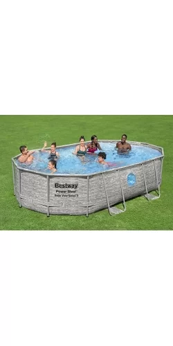 Piscine Bestway Power Steel Swim Vista décor pierre 4,88 x 3,05 h1,07m