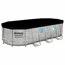 Piscine Bestway Ovale Swim Vista décor pierre 5,49 x 2,74 h1,22m