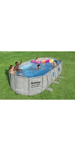 Piscine Bestway Power Steel Swim Vista décor pierre 5,49 x 2,74 h1,22m