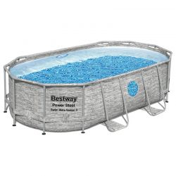 Piscine Bestway Ovale Power Steel Swim Vista décor pierre 4,27 x 2,50 h1,00m