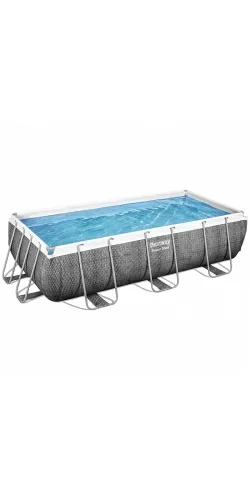 Piscine Bestway Rectangulaire Power Steel Décor Rotin 4,04 x 2,01 h1,00m