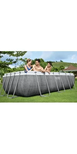 Piscine Rectangulaire Power Steel Décor Rotin 4,04 x 2,01 h1,00m