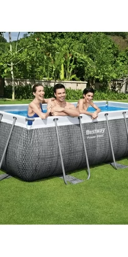 Piscine Power Steel Décor Rotin 4,04 x 2,01 h1,00m