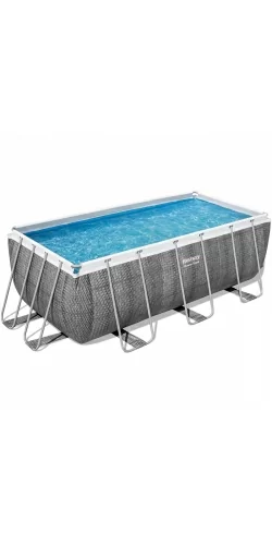 Piscine Bestway Rectangulaire Power Steel Décor Rotin 4,12 x 2,01 h1,22m