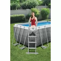 Piscine Rectangulaire Power Steel Décor Rotin 4,12 x 2,01 h1,22m