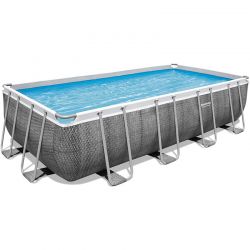 Piscine Bestway Rectangulaire Power Steel Décor Rotin 4,88 x 2,44 h1,22m