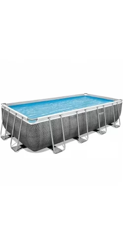 Piscine Bestway Rectangulaire Power Steel Décor Rotin 4,88 x 2,44 h1,22m