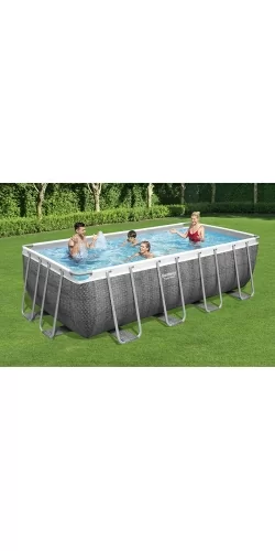 Piscine Rectangulaire Power Steel Décor Rotin 4,88 x 2,44 h1,22m