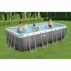 Piscine Rectangulaire Power Steel Décor Rotin 4,88 x 2,44 h1,22m