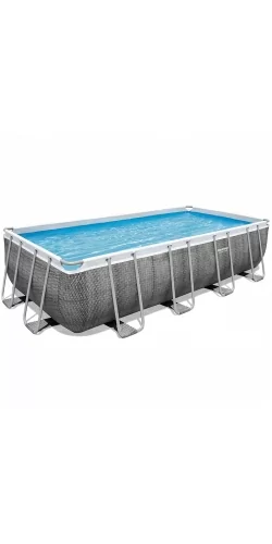 Piscine Bestway Rectangulaire Power Steel Décor Rotin 5,49 x 2,74 h1,22m