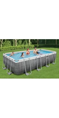 Piscine Rectangulaire Power Steel Décor Rotin 5,49 x 2,74 h1,22m
