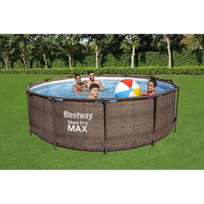 Piscine tubulaire Bestway Steel Pro Max décor Rotin 3,66 x h1,00m