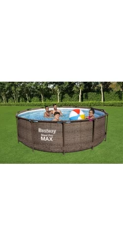 Piscine Ronde Steel Pro Max Decor Rotin 3,66 x h1,00m