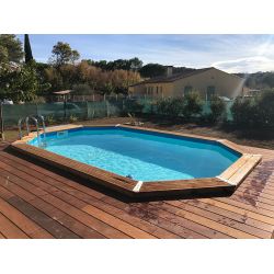 Piscine bois octogonale 4,85 x 3,35 x h1,20m