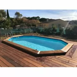 Piscine bois octogonale 4,85 x 3,35 x h1,20m
