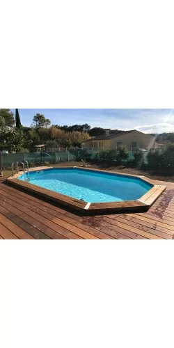 Piscine bois octogonale 4,85 x 3,35 x h1,20m