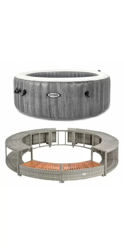 Kit Spa gonflable Intex Baltik et mobilier rond gris