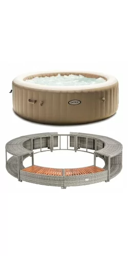 Kit Spa gonflable Intex Sahara et mobilier rond gris