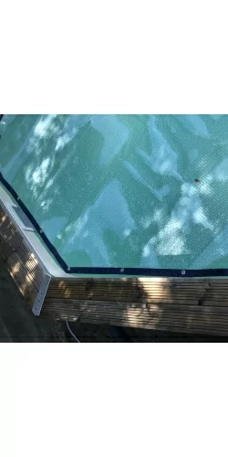 Bâche à bulles luxe SolGuard pour piscine bois Sunbay Gre octogonale allongée