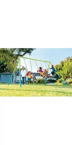 Portique Intex 3 agrès face a face et 2 balançoires couleurs