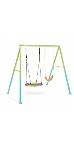 Portique Intex 2 agrès nid d'oiseau et balançoire couleurs