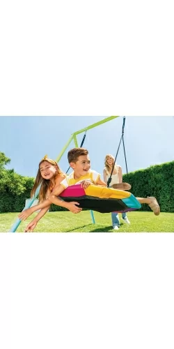 Portique Intex 2 agrès nid d'oiseau et balançoire couleurs