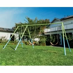 Portique Intex 4 agrès face a face, anneaux et 2 balançoires couleurs