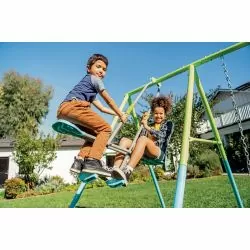 Portique Intex 4 agrès face a face, anneaux et 2 balançoires couleurs