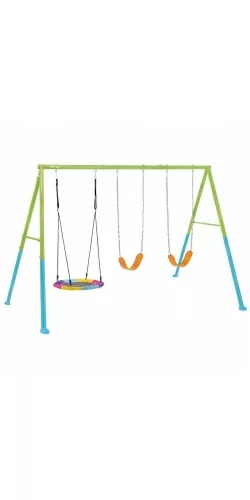 Portique Intex 3 agrès nid d'oiseau et 2 balançoires couleurs