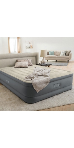 Lit Gonflable Intex Prem'Aire 2 Personnes - 191x137x46 Cm, Gonfleur Intégré - Gris, Sac Inclus - 4