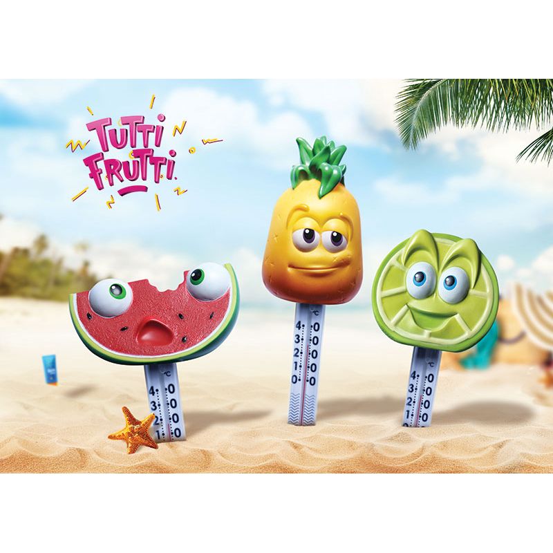 Thermomètre Tutti-frutti pour piscine - personnages fruits rigolos