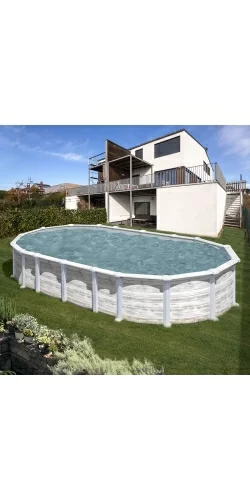 Piscine acier Gre aspect bois nordique Islande ovale