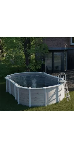 Piscine acier Gre aspect bois nordique Islande ovale