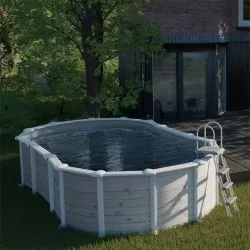 Piscine acier Gre aspect bois nordique Islande ovale