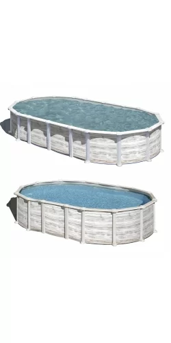 Piscine acier Gre aspect bois nordique Islande ovale