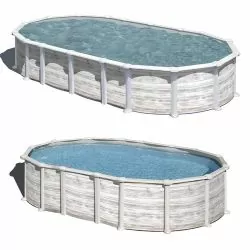 Piscine acier Gre aspect bois nordique Islande ovale