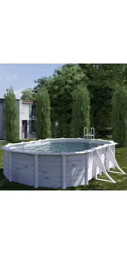 Piscine acier Gre aspect bois nordique Finlande ovale