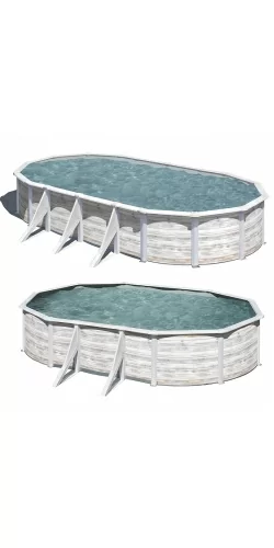Piscine acier Gre aspect bois nordique Finlande ovale